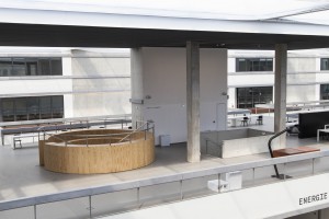 Détail du 1er étage, espace de travail en forme circulaire