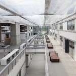 Des passerelles menant aux salles de cours et de réunions